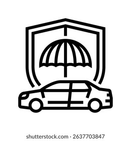 insurance car dealership line icon vector. insurance car dealership sign. isolated contour symbol black illustration