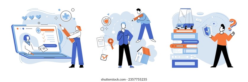 Insurance for car, property, travel, accident, life, medical. Insurance concept now includes options for freelancers and entrepreneurs Covers home insurance with additional options for natural