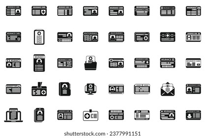 Insurance card icons set simple vector. Hospital health. Insure body finance