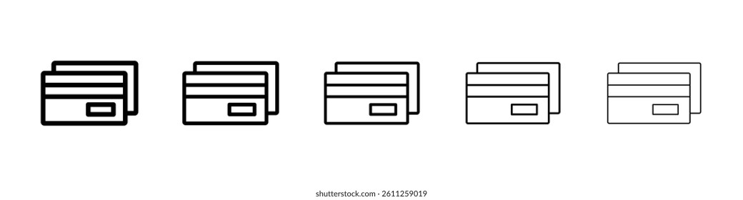Insurance card icons vector set in different stroke line style