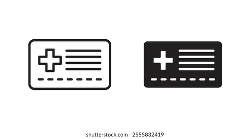 Insurance card outlined and solid icon vector collection.