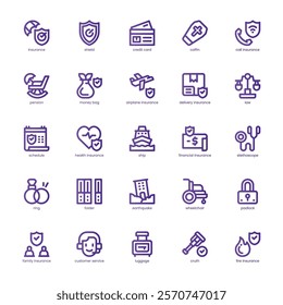 Insurance Check Icon pack for your website, mobile, presentation, and logo design. Insurance Check Icon basic line gardient design. Vector graphics illustration and editable stroke.