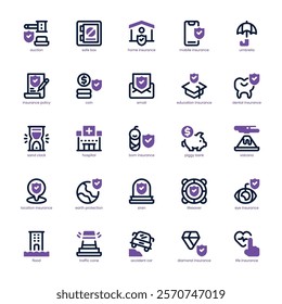 Insurance Check Icon pack for your website, mobile, presentation, and logo design. Insurance Check Icon dual tone design. Vector graphics illustration and editable stroke.