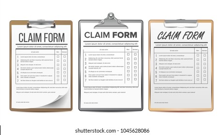 	
Insurance Claim Form Set Vector. 	
Insurance Business Agreement Icon. Legal Document. Realistic Illustration