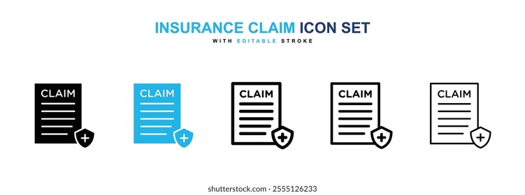 Insurance Claim icon collection in black and blue colors