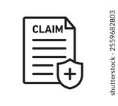 Insurance Claim icon Flat art in black and white isolated