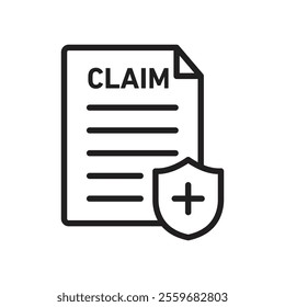 Insurance Claim icon Flat art in black and white isolated