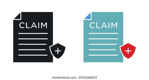 Insurance Claim icon set in black and colored versions.