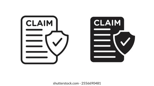 Insurance Claim icon set in Thin line black color.