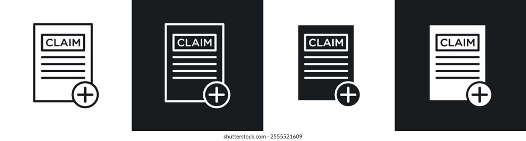 Insurance Claim icon vector collection in black and white.