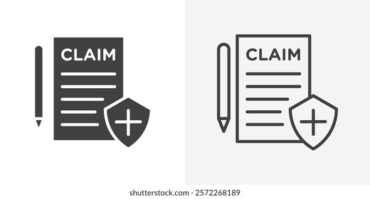 Insurance Claim icons. flat and line style set