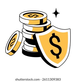 Insurance claim money illustration in hand drawn style 

