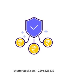 insurance claim money, payments icon with rupee