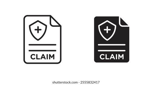 Insurance Claim outlined and solid icon vector collection.