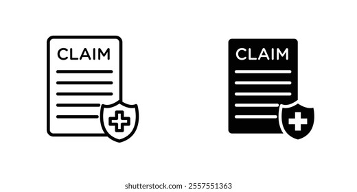 Insurance Claim outlined and solid icon vector collection.