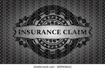 Insurance Claim text inside black abstract realistic badge. Pattern luxurious background. Illustration. 