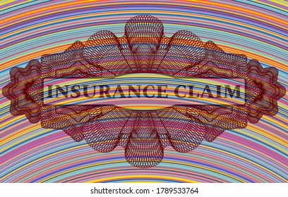 Insurance Claim text inside Linear colorful realistic badge. Showy delicate background. Artistic illustration. 