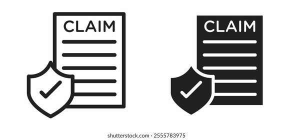 Insurance Claim vector icon set in black color.