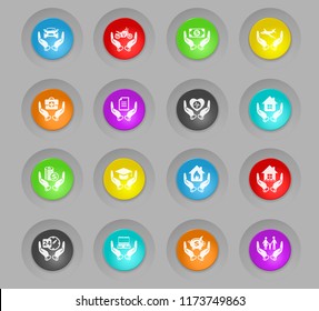 insurance colored plastic round buttons vector icons for web and user interface design
