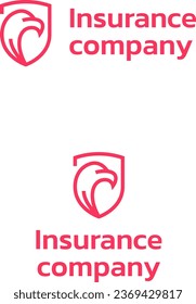 Insurance company business logo with brand name. Eagle and shield icon. Blue creative design element and visual identity. Suitable for insurance, financial protection, risk management.