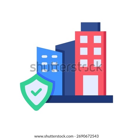 Insurance Company Icon Flat Vector Illustration