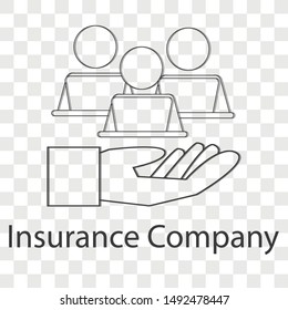 Insurance company icon on transparency background. Line vector illustration for website.