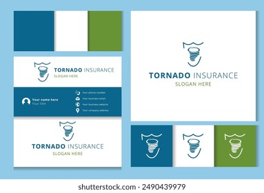 Insurance company logo featuring a tornado protecting a house