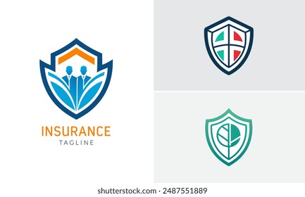 Insurance company logo illustration set