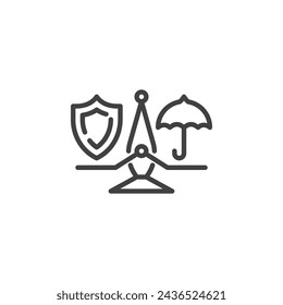 Insurance Comparison line icon. linear style sign for mobile concept and web design. Scale or balance insurance options outline vector icon. Symbol, logo illustration. Vector graphics