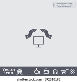 insurance computer. vector icon.