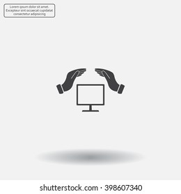insurance computer. vector icon.