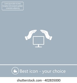 insurance computer. vector icon.