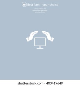 insurance computer. vector icon.