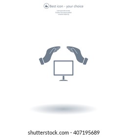 insurance computer. vector icon.