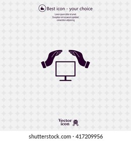 insurance computer. vector icon.