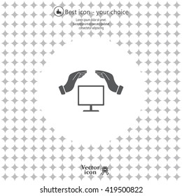 insurance computer. vector icon.