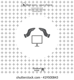 insurance computer. vector icon.