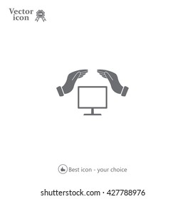 insurance computer. vector icon.