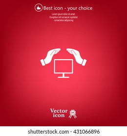 insurance computer. vector icon.