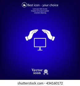 insurance computer. vector icon.