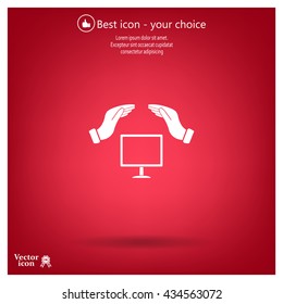 insurance computer. vector icon.