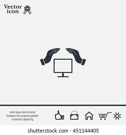 insurance computer. vector icon.