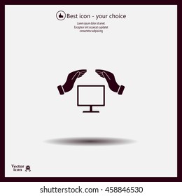 insurance computer. vector icon.