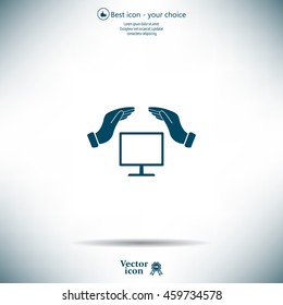 insurance computer. vector icon.