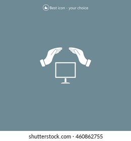 insurance computer. vector icon.