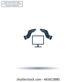 insurance computer. vector icon.
