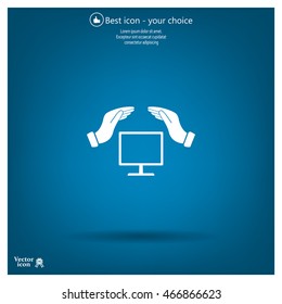 insurance computer. vector icon.