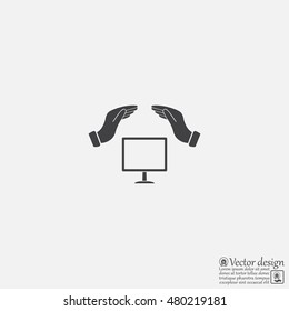 insurance computer. vector icon.