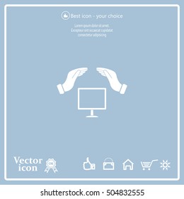insurance computer. vector icon.