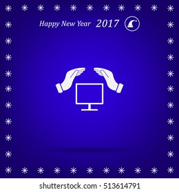 insurance computer. vector icon.